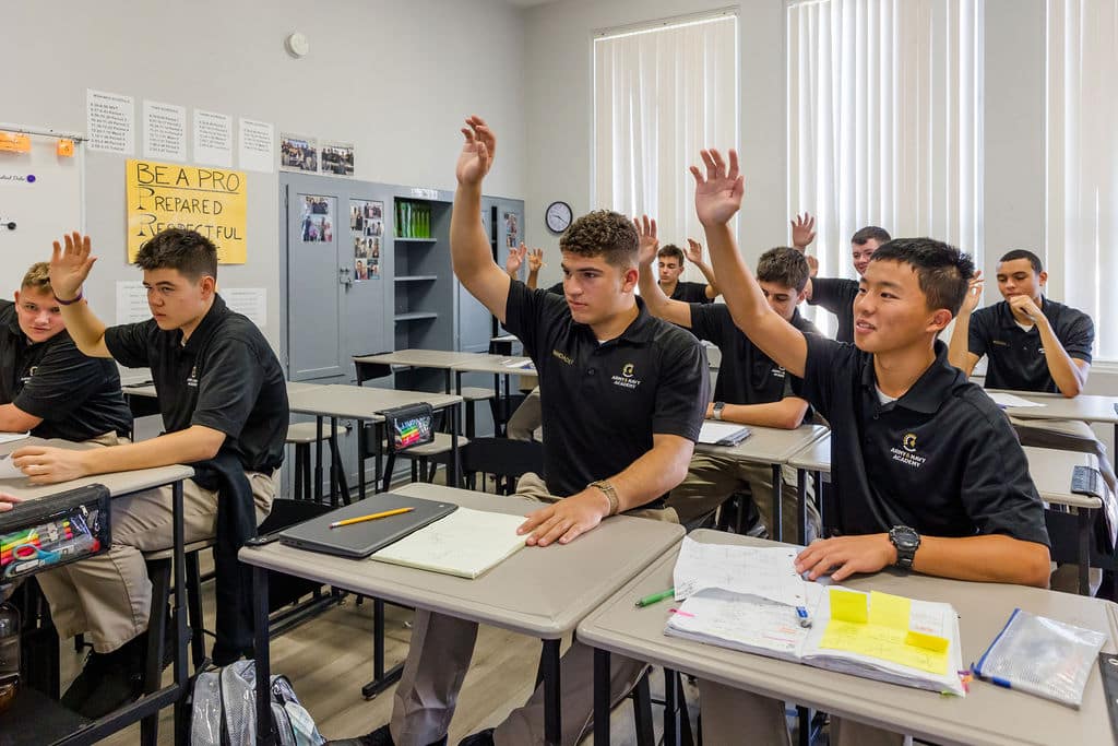 students studying in a boarding school