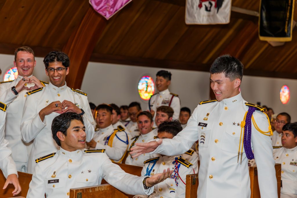 Cadets celebrating together at ring ceremony
